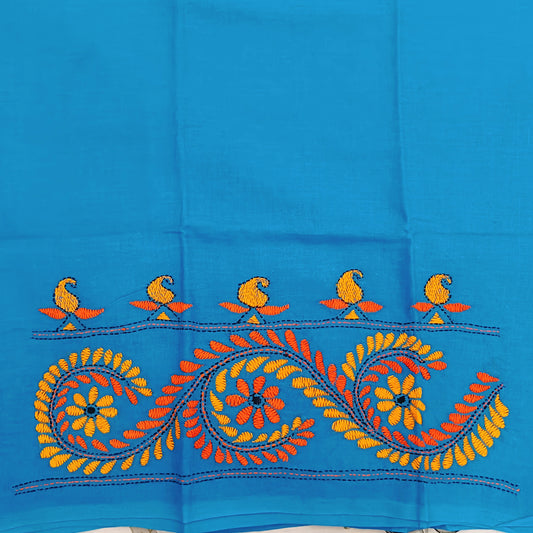 Kantha Stitch Cotton Half Work Blouse Fabric