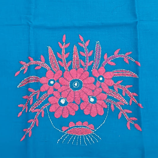 Kantha Stitch Cotton Half Work Blouse Fabric