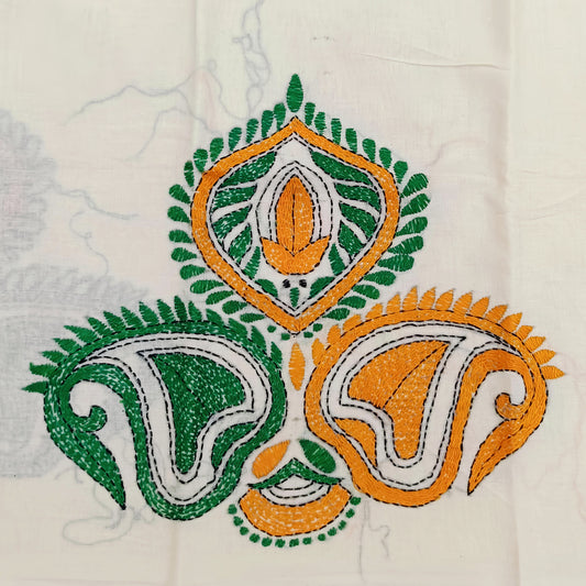 Kantha Stitch Cotton Half Work Blouse Fabric