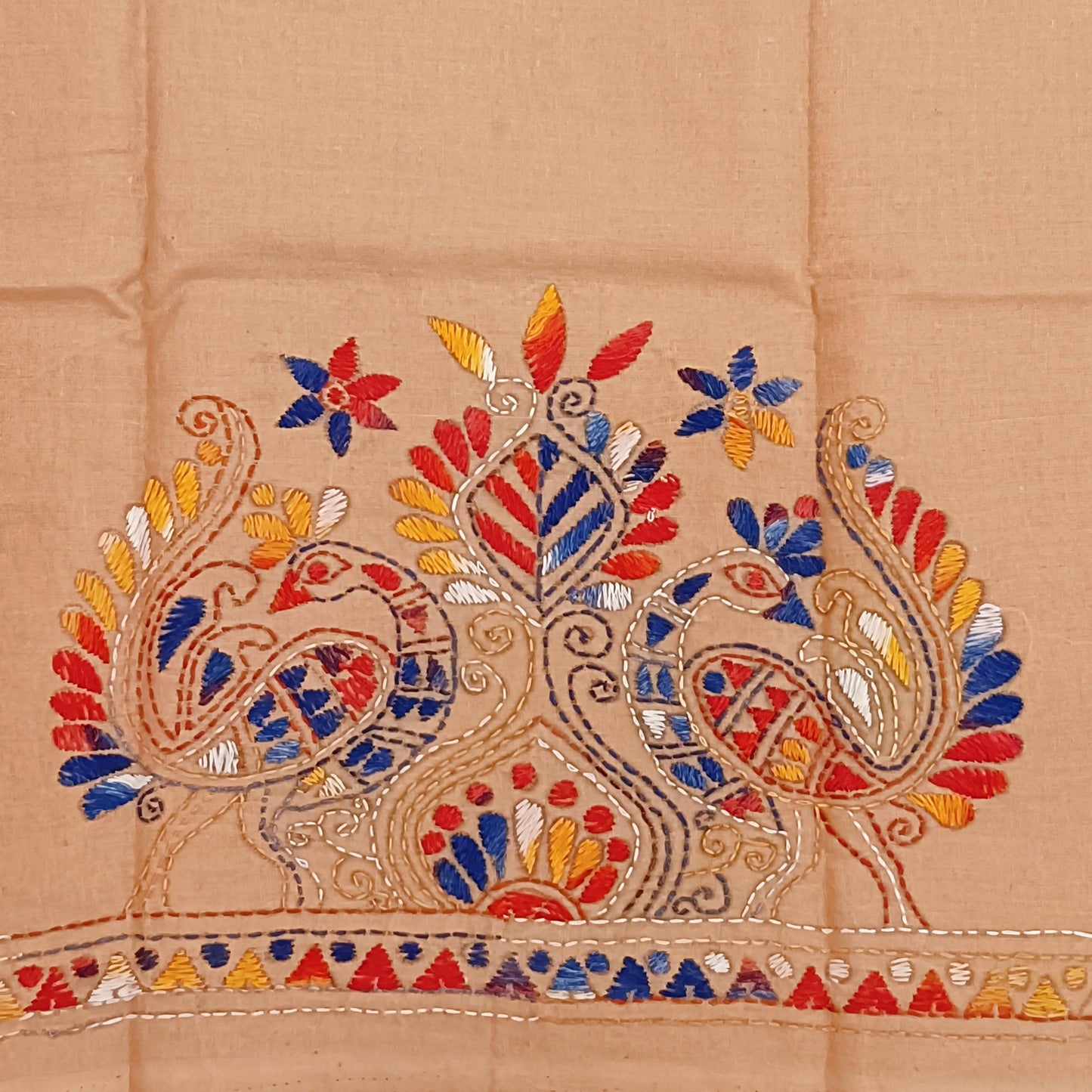 Kantha Stitch Cotton Half Work Blouse Fabric