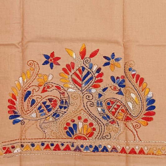 Kantha Stitch Cotton Half Work Blouse Fabric