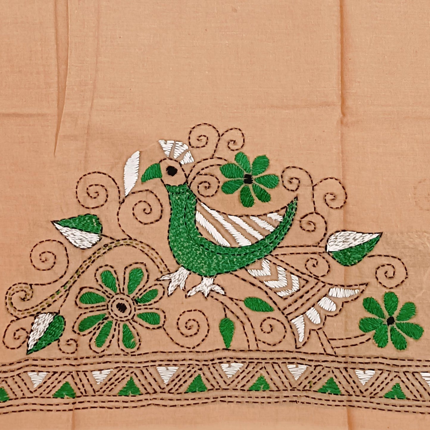 Kantha Stitch Cotton Half Work Blouse Fabric