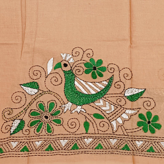 Kantha Stitch Cotton Half Work Blouse Fabric