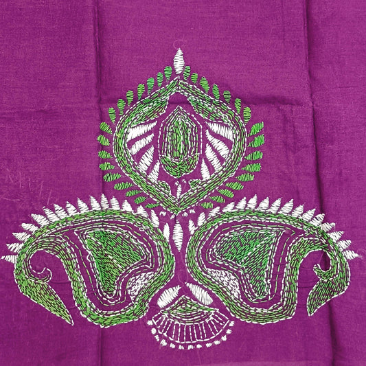 Kantha Stitch Cotton Half Work Blouse Fabric