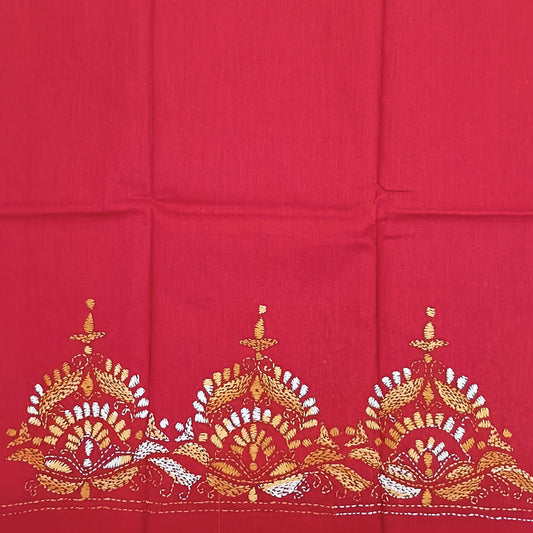 Kantha Stitch Cotton Half Work Blouse Fabric