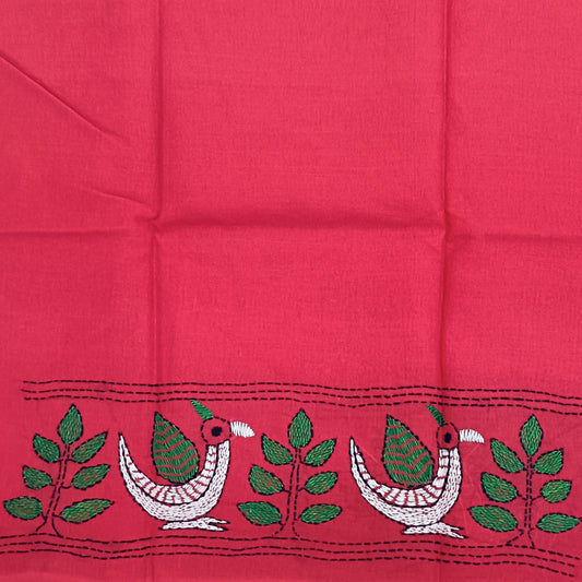 Kantha Stitch Cotton Half Work Blouse Fabric