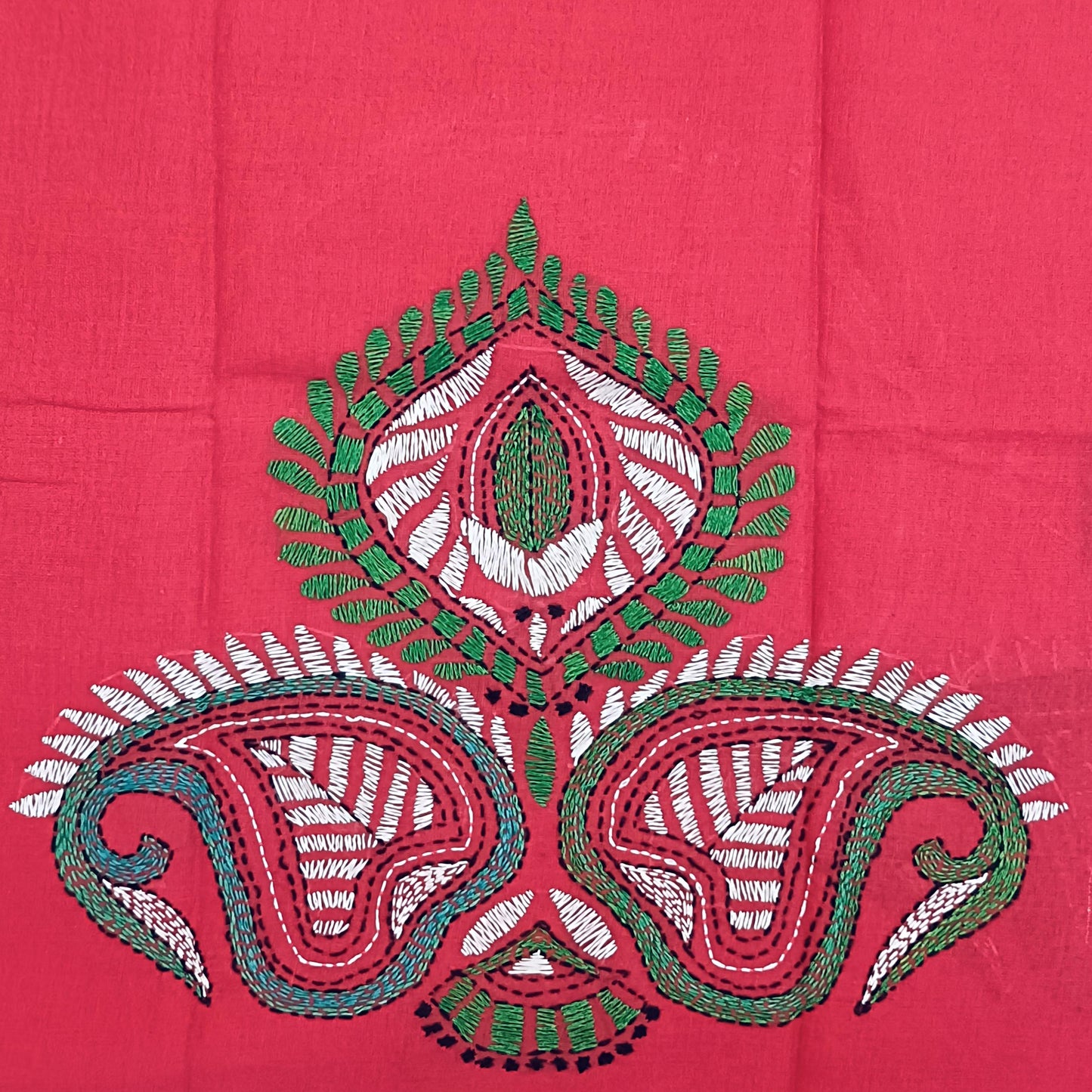 Kantha Stitch Cotton Half Work Blouse Fabric