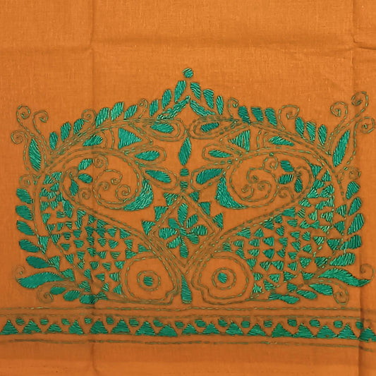 Kantha Stitch Cotton Half Work Blouse Fabric