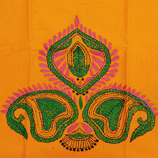 Kantha Stitch Cotton Half Work Blouse Fabric