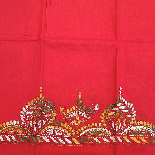 Kantha Stitch Cotton Half Work Blouse Fabric
