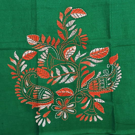 Kantha Stitch Cotton Half Work Blouse Fabric