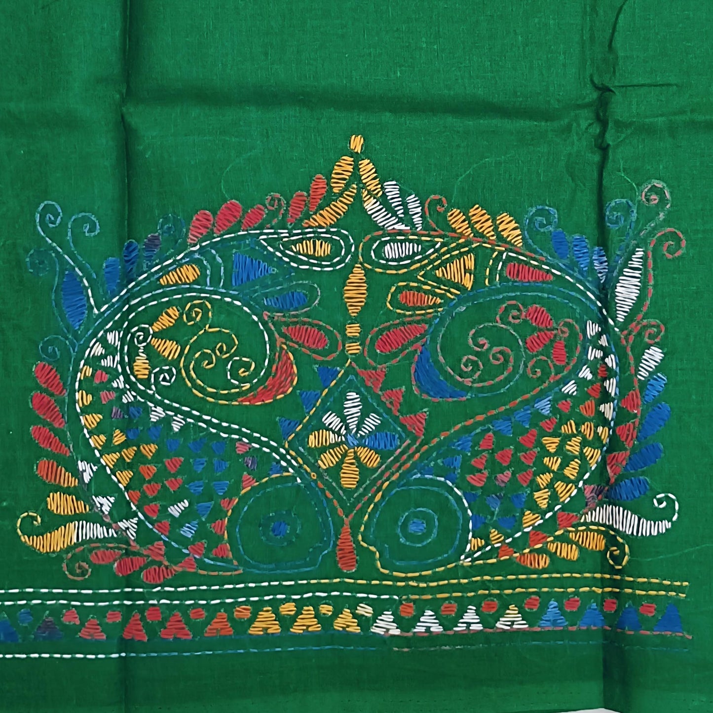 Kantha Stitch Cotton Half Work Blouse Fabric