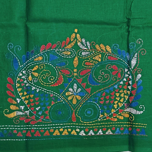 Kantha Stitch Cotton Half Work Blouse Fabric