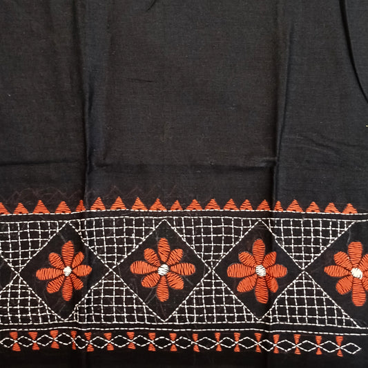 Kantha Stitch Cotton Half Work Blouse Fabric