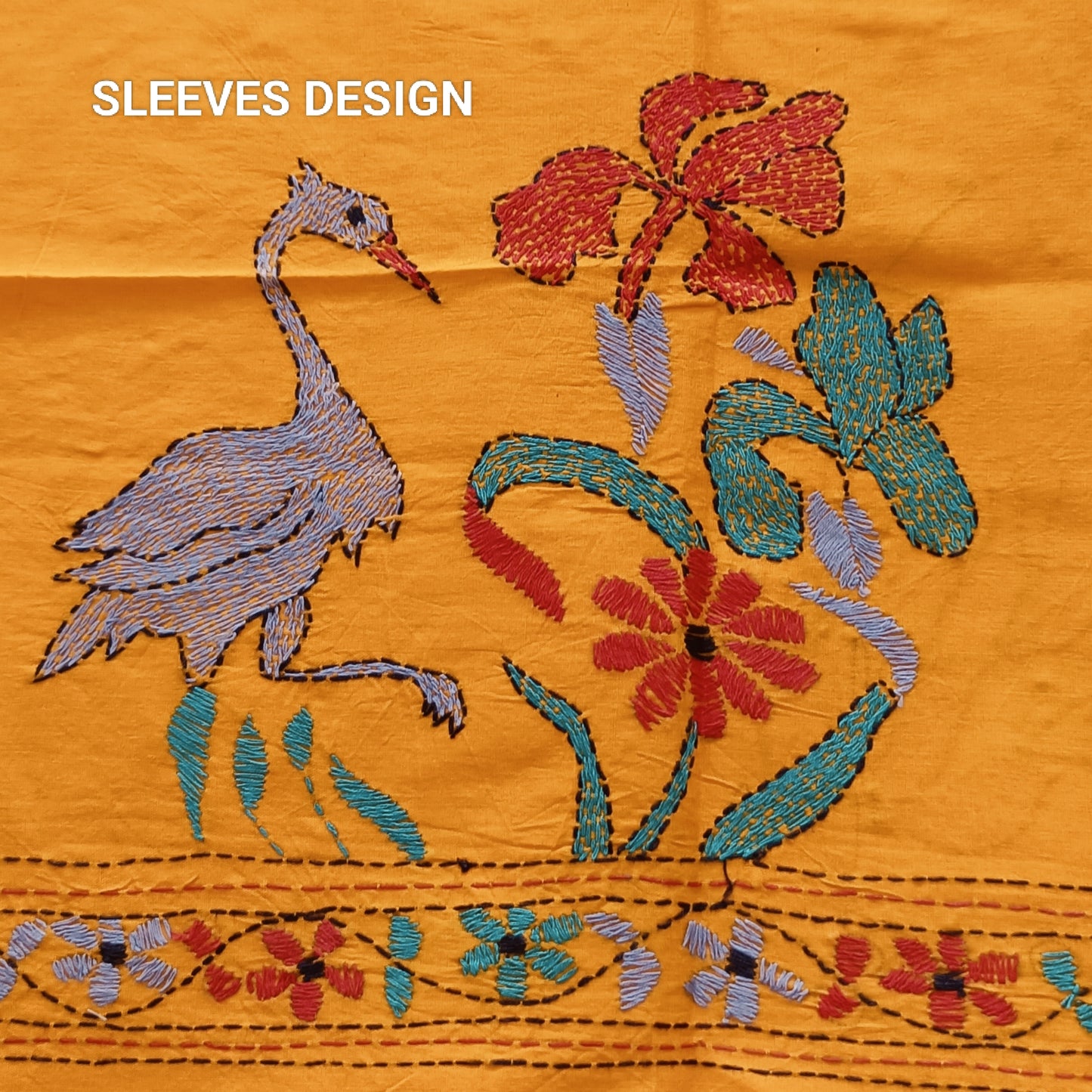 Designer Kantha Stitch Blouse Fabric