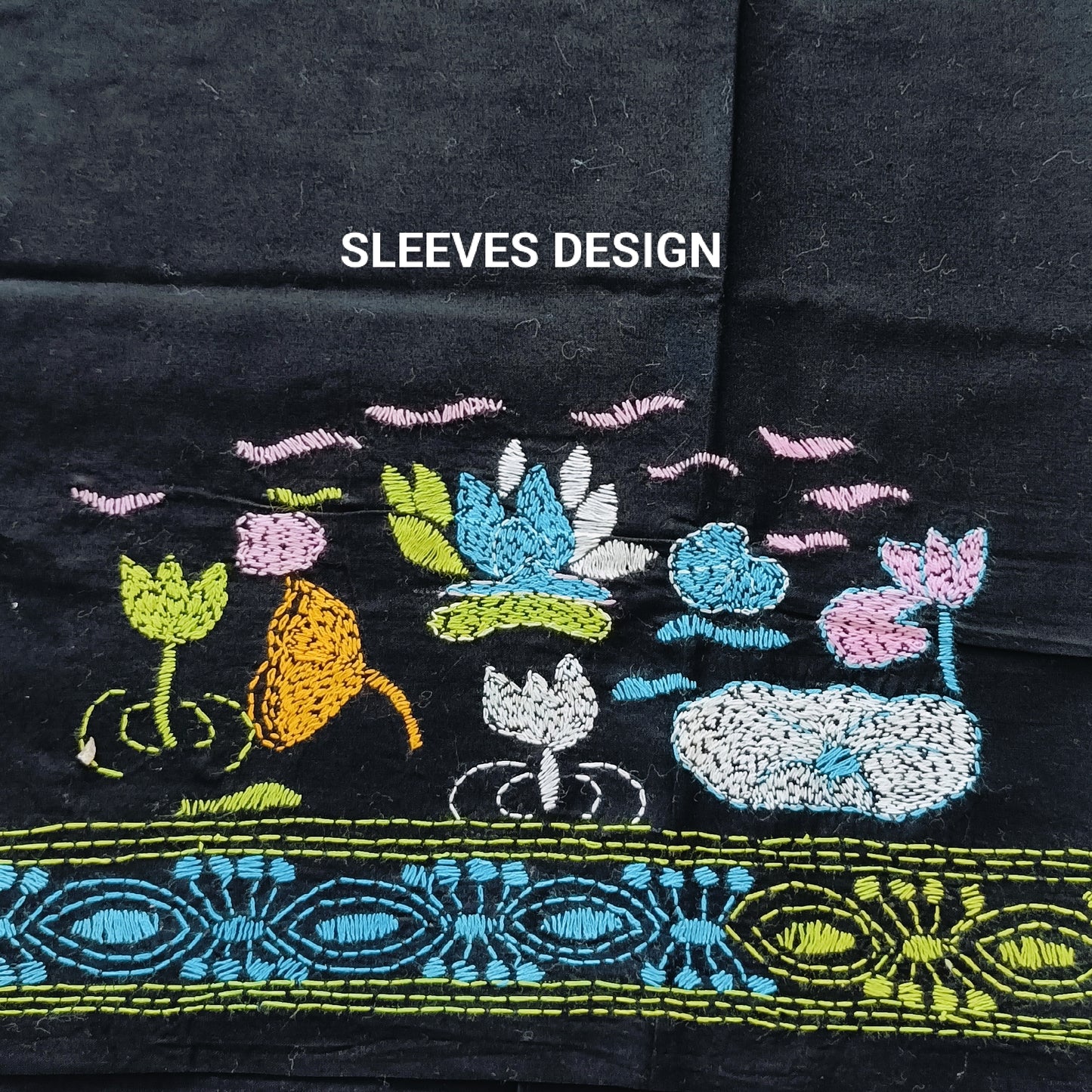 Designer Kantha Stitch Blouse Fabric