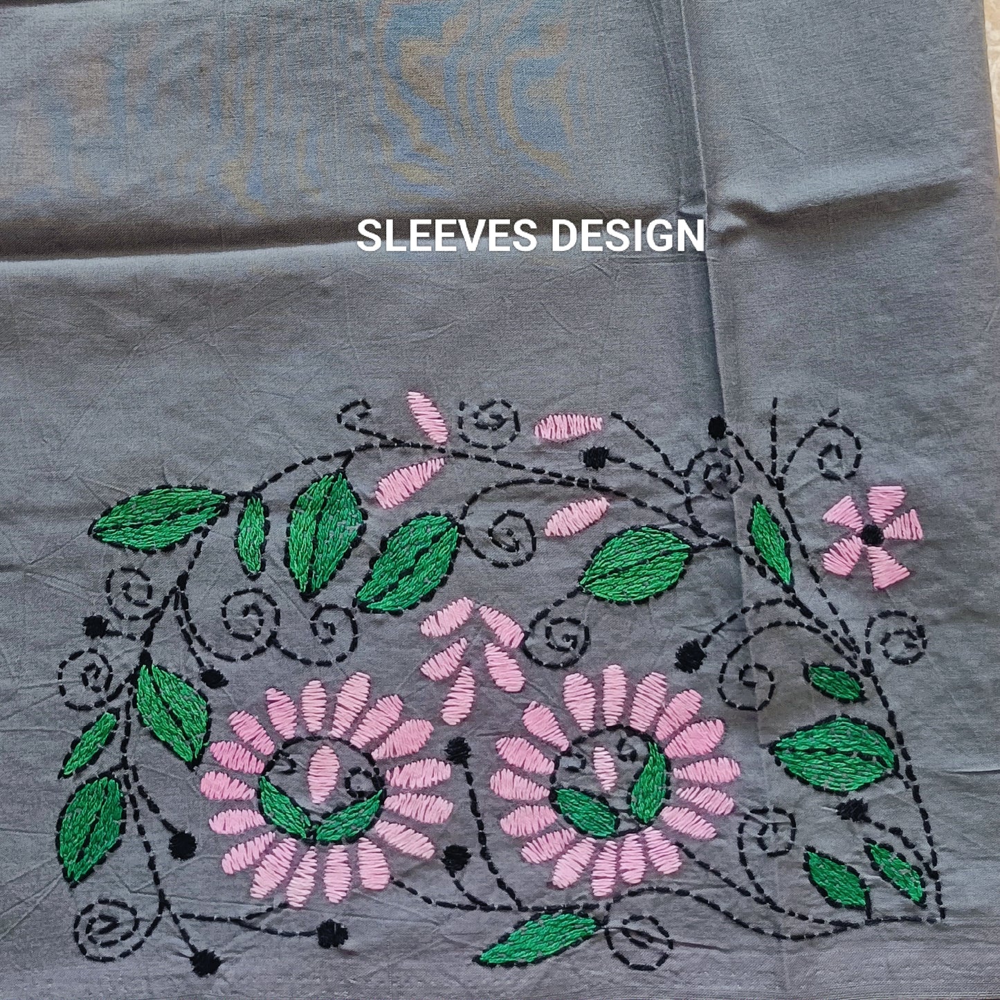 Designer Kantha Stitch Blouse Fabric