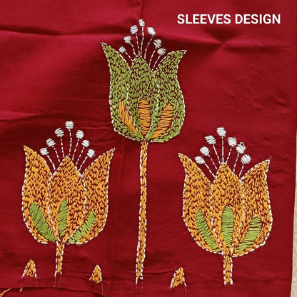 Designer Kantha Stitch Blouse Fabric