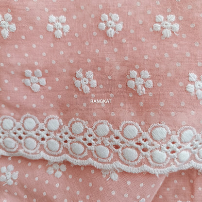 Blush Coral - Machine Chikankari Cotton Blouse Fabric