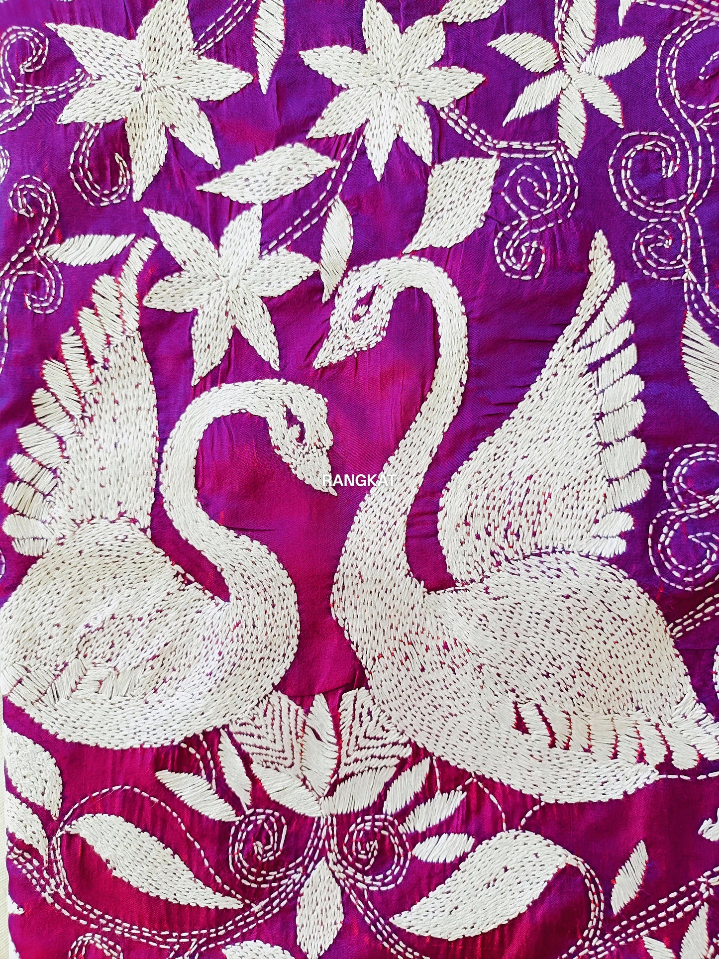 Rajrani - Kantha Stitch on Blended Bangalore Silk Saree