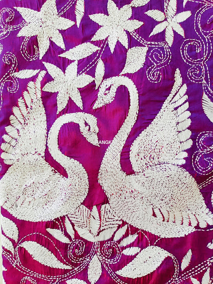 Rajrani - Kantha Stitch on Blended Bangalore Silk Saree