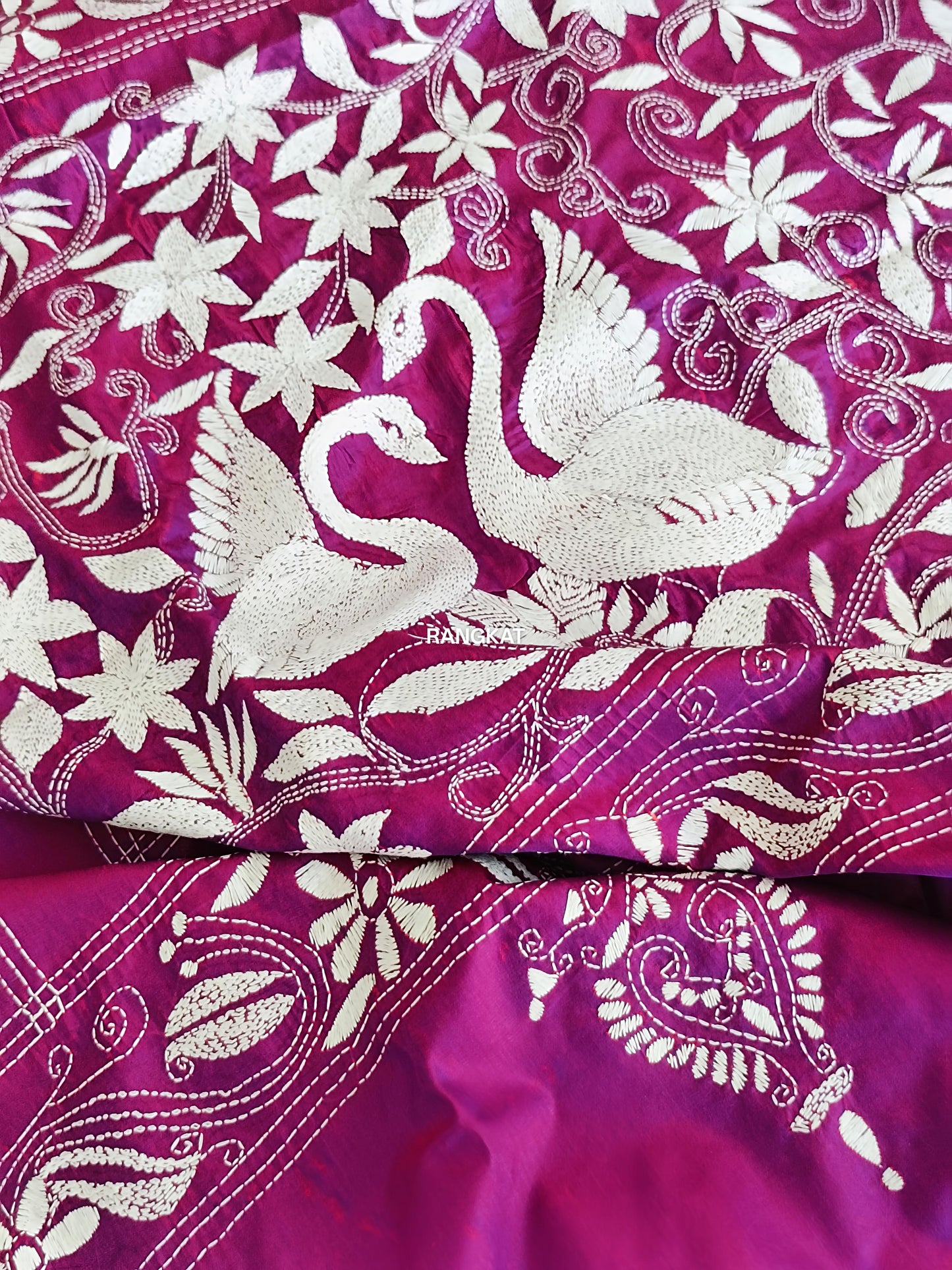 Rajrani - Kantha Stitch on Blended Bangalore Silk Saree