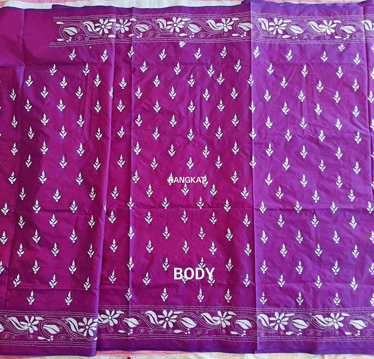 Rajrani - Kantha Stitch on Blended Bangalore Silk Saree