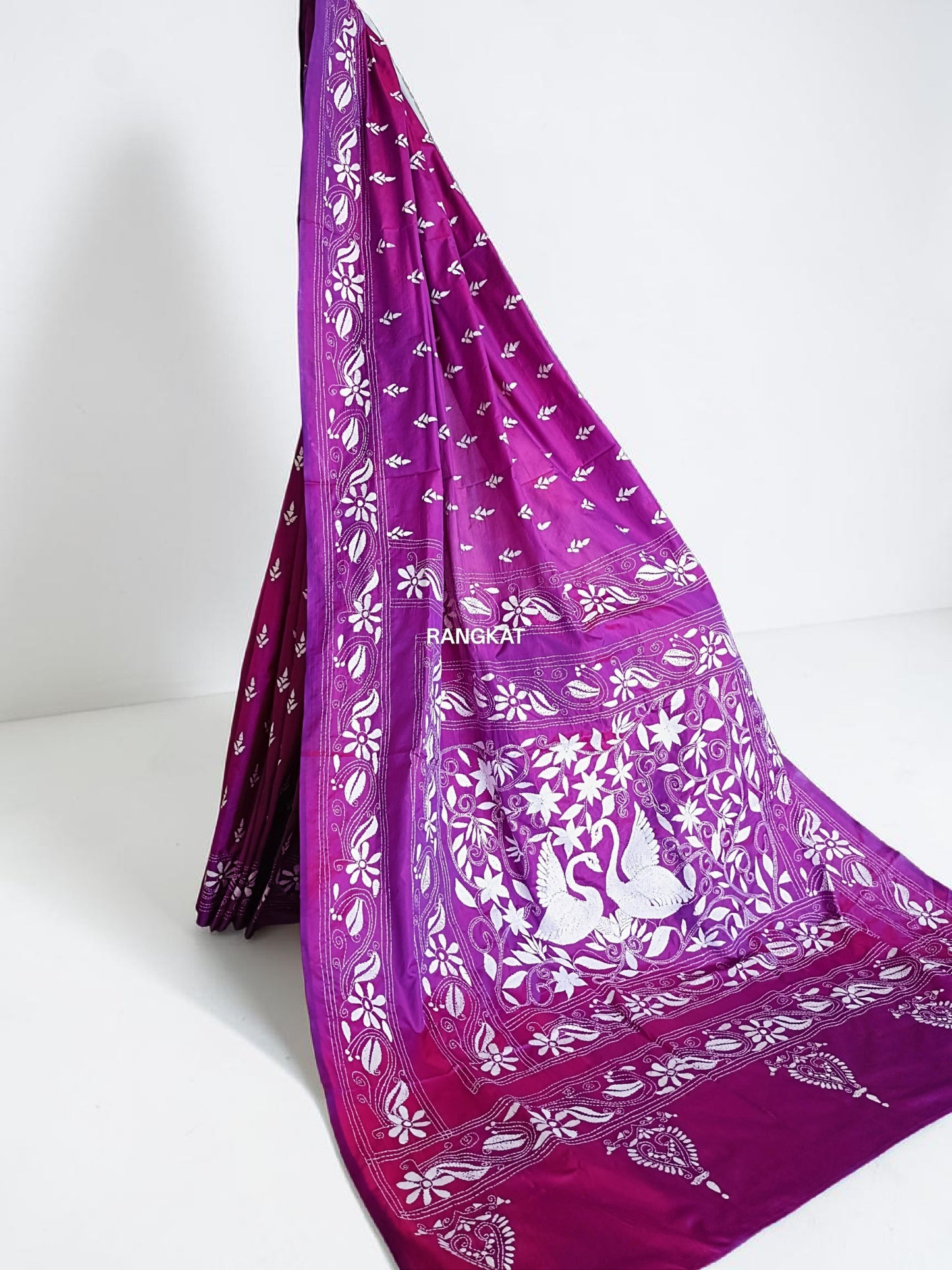 Rajrani - Kantha Stitch on Blended Bangalore Silk Saree