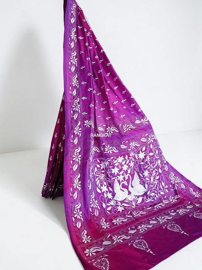 Rajrani - Kantha Stitch on Blended Bangalore Silk Saree
