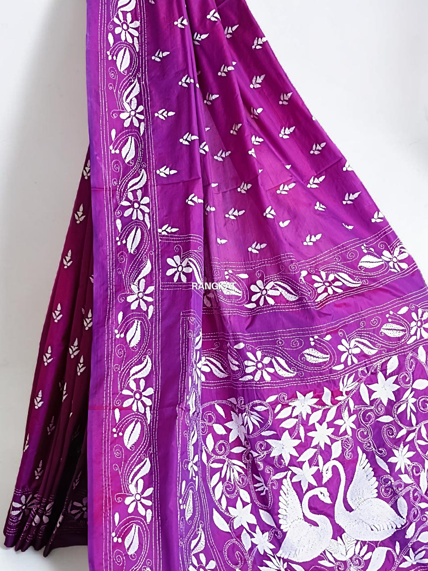 Rajrani - Kantha Stitch on Blended Bangalore Silk Saree