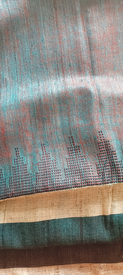Handwoven Bhagalpur Ghitcha Tussar Silk Saree