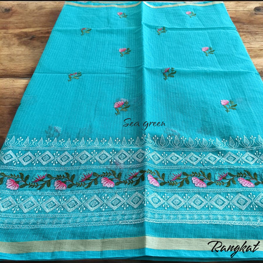 Kota Doria Embroidery Saree