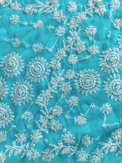 नीरहरिता - Soft Georgette Chikankari Saree - Saree | Tags: Chikankari Georgette