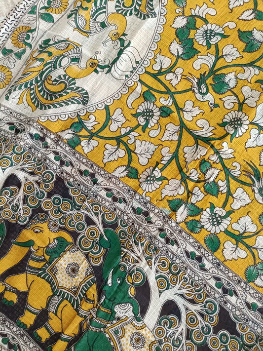 Pure Kota Handloom Cotton Handcrafted Kalamkari Saree