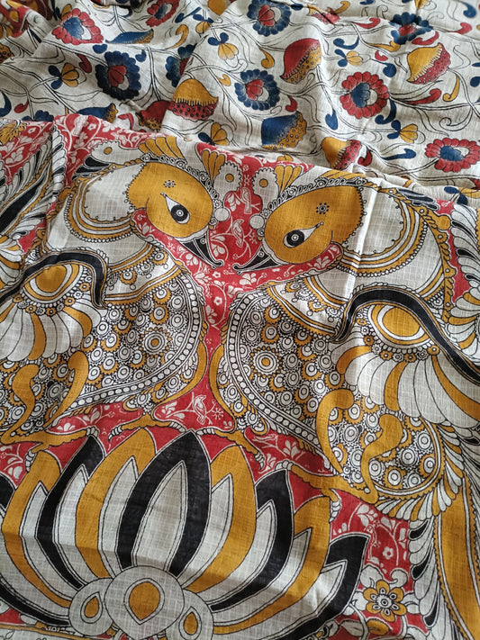 Pure Kota Handloom Cotton Handcrafted Kalamkari Saree