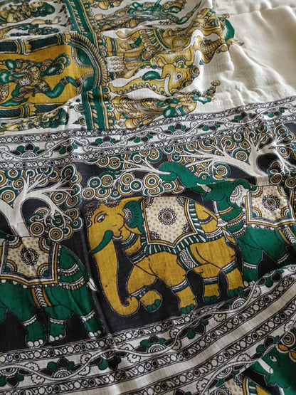 महाबलीगज - Pure Kota Handloom Cotton Handcrafted Kalamkari Saree - Saree | Tags: Kalamkari Kota Cotton