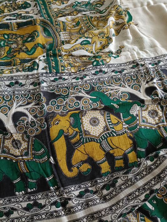 Pure Kota Handloom Cotton Handcrafted Kalamkari Saree