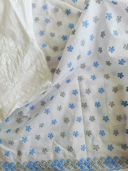 Cotton Kurta Apparel Fabric Chikankari Design Embroidery