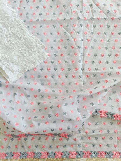 Cotton Kurta Apparel Fabric Chikankari Design Embroidery
