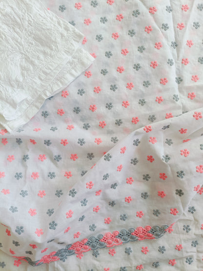 Cotton Kurta Apparel Fabric Chikankari Design Embroidery