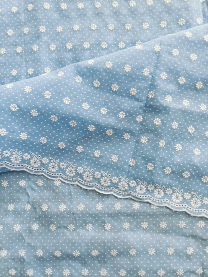 Cotton Kurta Apparel Fabric Chikankari Design Embroidery