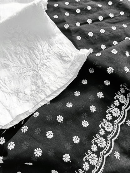 Cotton Kurta Apparel Fabric Chikankari Design Embroidery