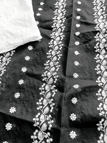 Cotton Kurta Apparel Fabric Chikankari Design Embroidery