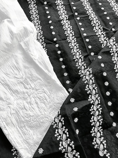 Cotton Kurta Apparel Fabric Chikankari Design Embroidery
