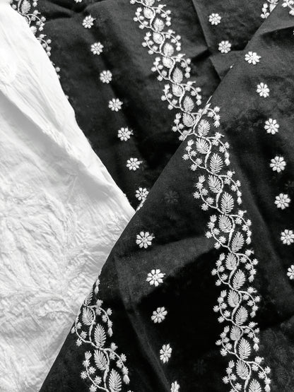 Cotton Kurta Apparel Fabric Chikankari Design Embroidery