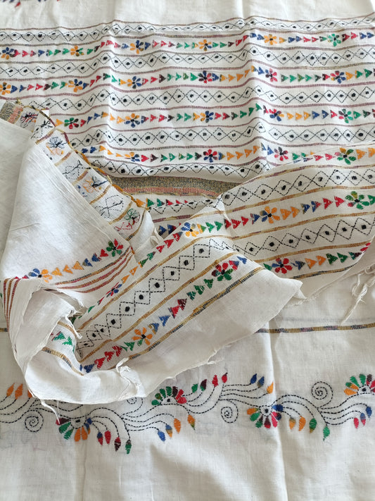 Handmade Kantha Stitch Khesh Cotton Saree
