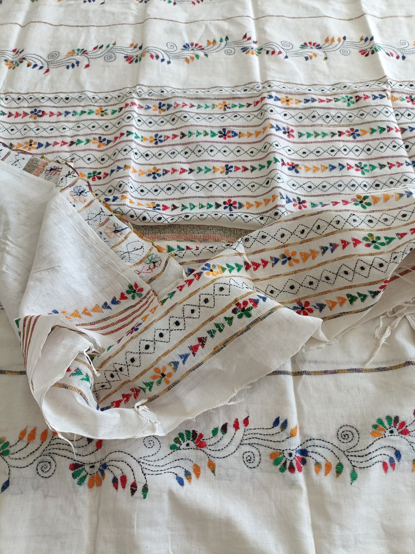 Handmade Kantha Stitch Khesh Cotton Saree