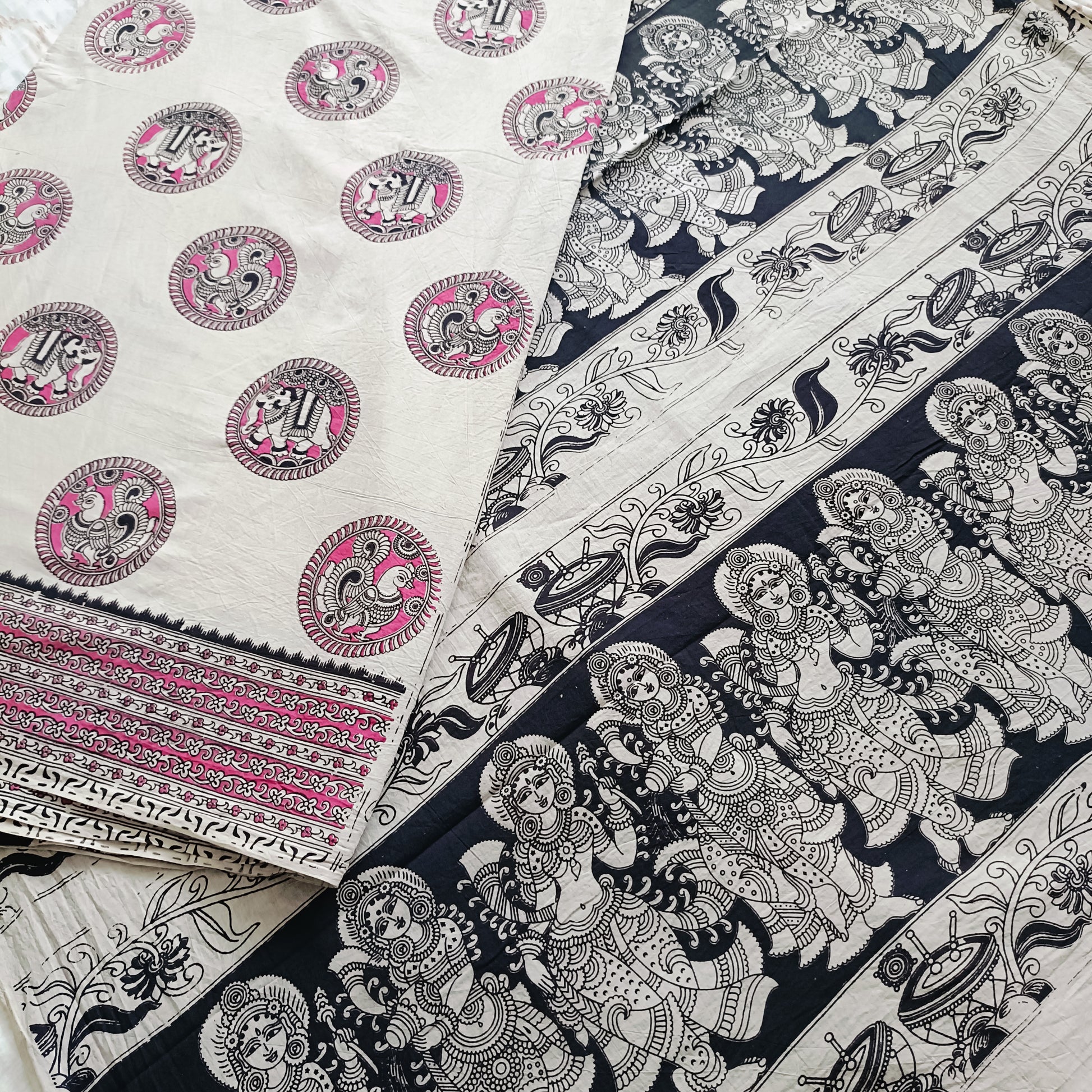 धैर्यदीपिका सीता - Handmade Kalamkari Mul Cotton Sarees - Saree | Tags: Kalamkari Mul Cotton