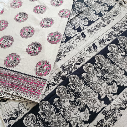 धैर्यदीपिका सीता - Handmade Kalamkari Mul Cotton Sarees - Saree | Tags: Kalamkari Mul Cotton
