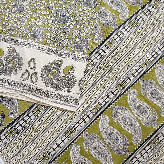 चक्रवर्ण चित्तचोर - Handmade Kalamkari Mul Cotton Sarees - Saree | Tags: Kalamkari Mul Cotton